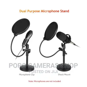 Dual Purpose Desktop Microphone Stand With Noise Filter