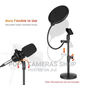 Dual Purpose Desktop Microphone Stand With Noise Filter