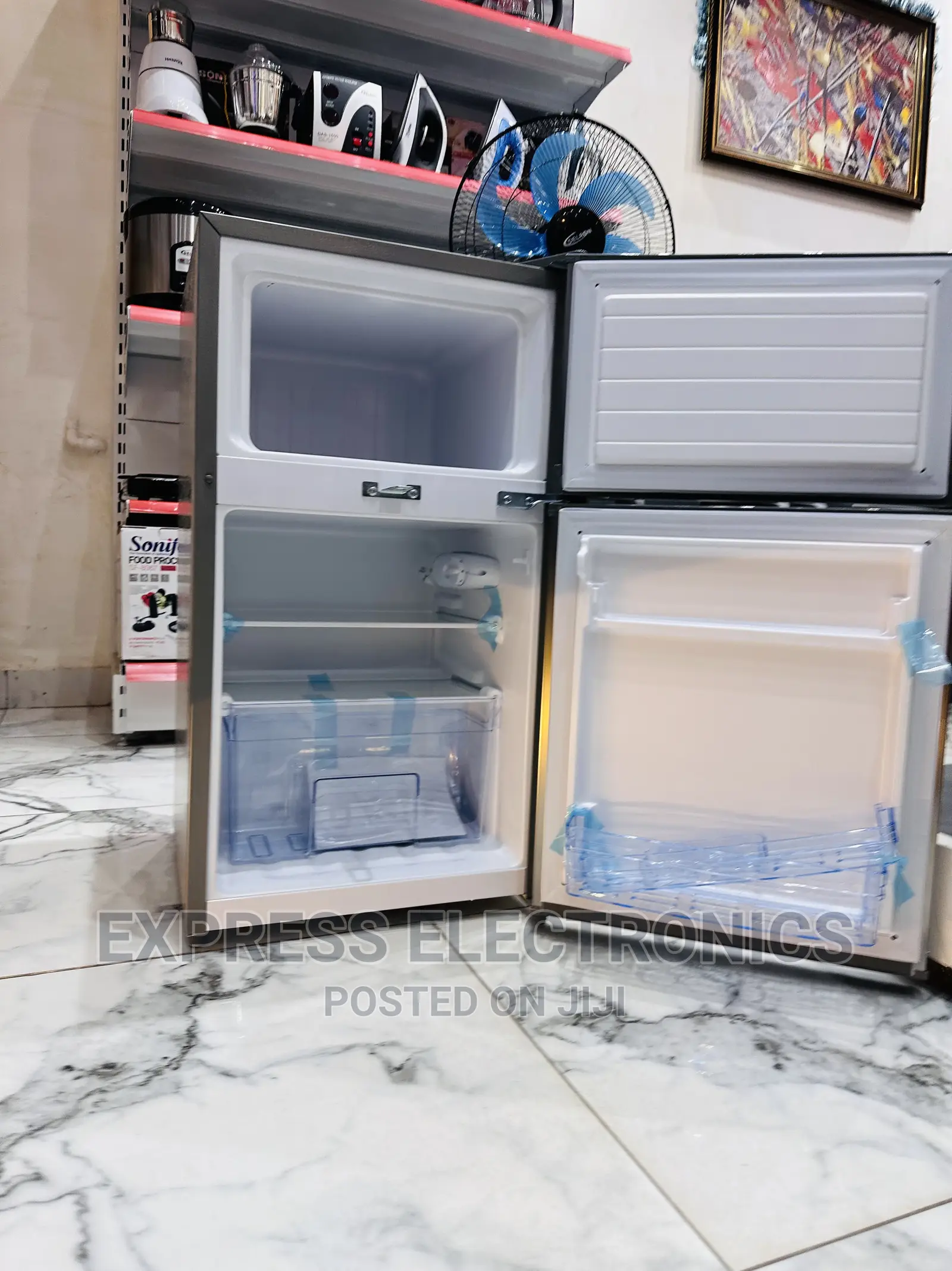 Adjustable Thermometer Pearl Table Top Double Door Fridge