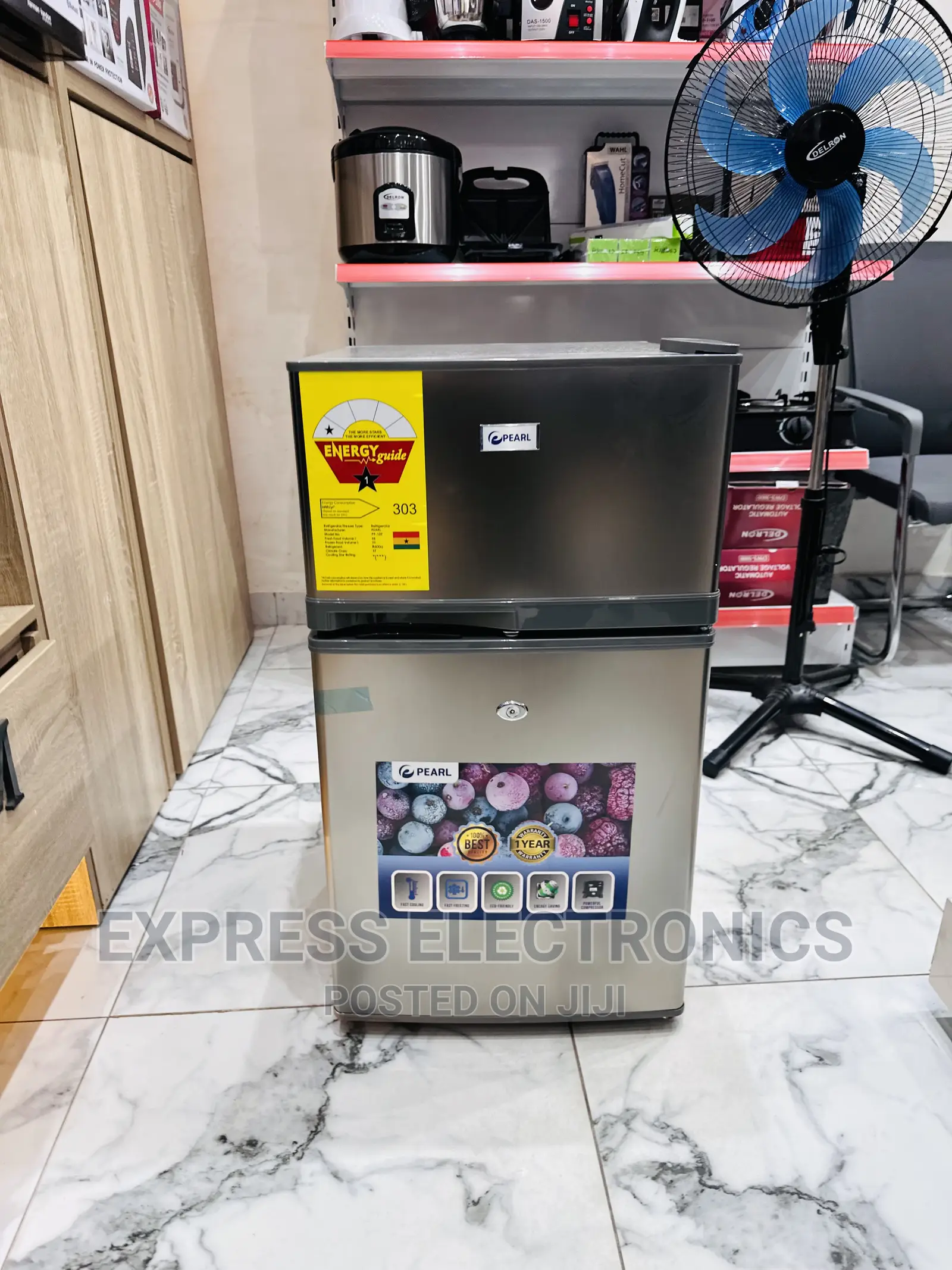 Fast Freezing Function Table Top Fridge Double Door Pearl