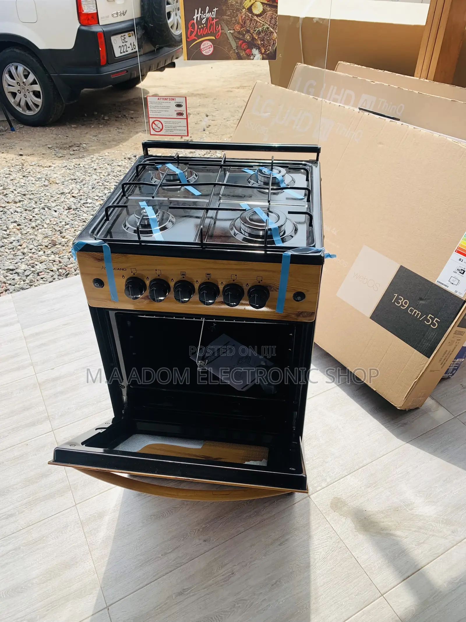 Pick Superbly Volcano 4B Light Wooden Gas Cooker With Grill