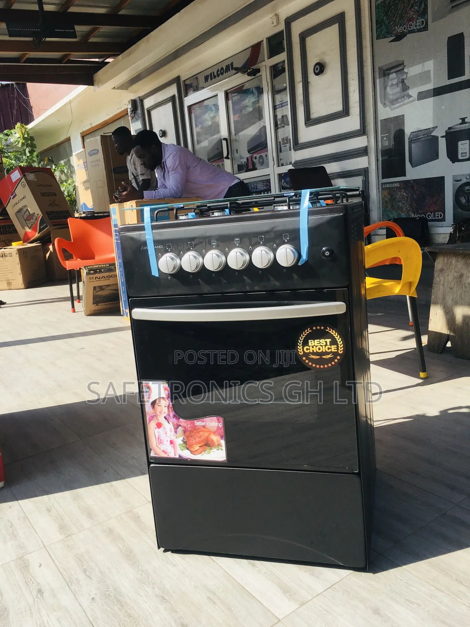50x50 4 Gas Burner Oven With Grill Black Volcano