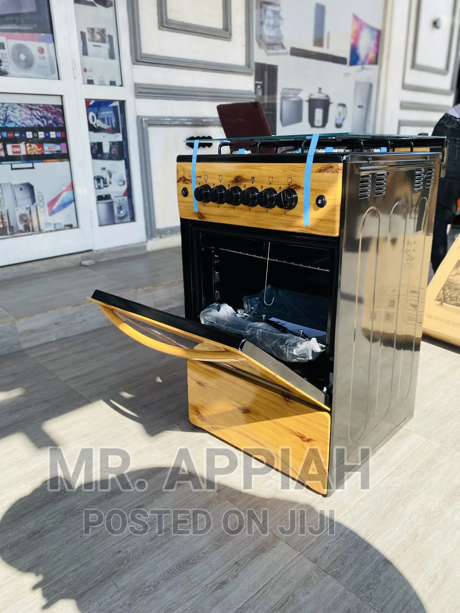 Latest Volcano 4 Gas Cooker With Oven(Light Wooden)Ignition