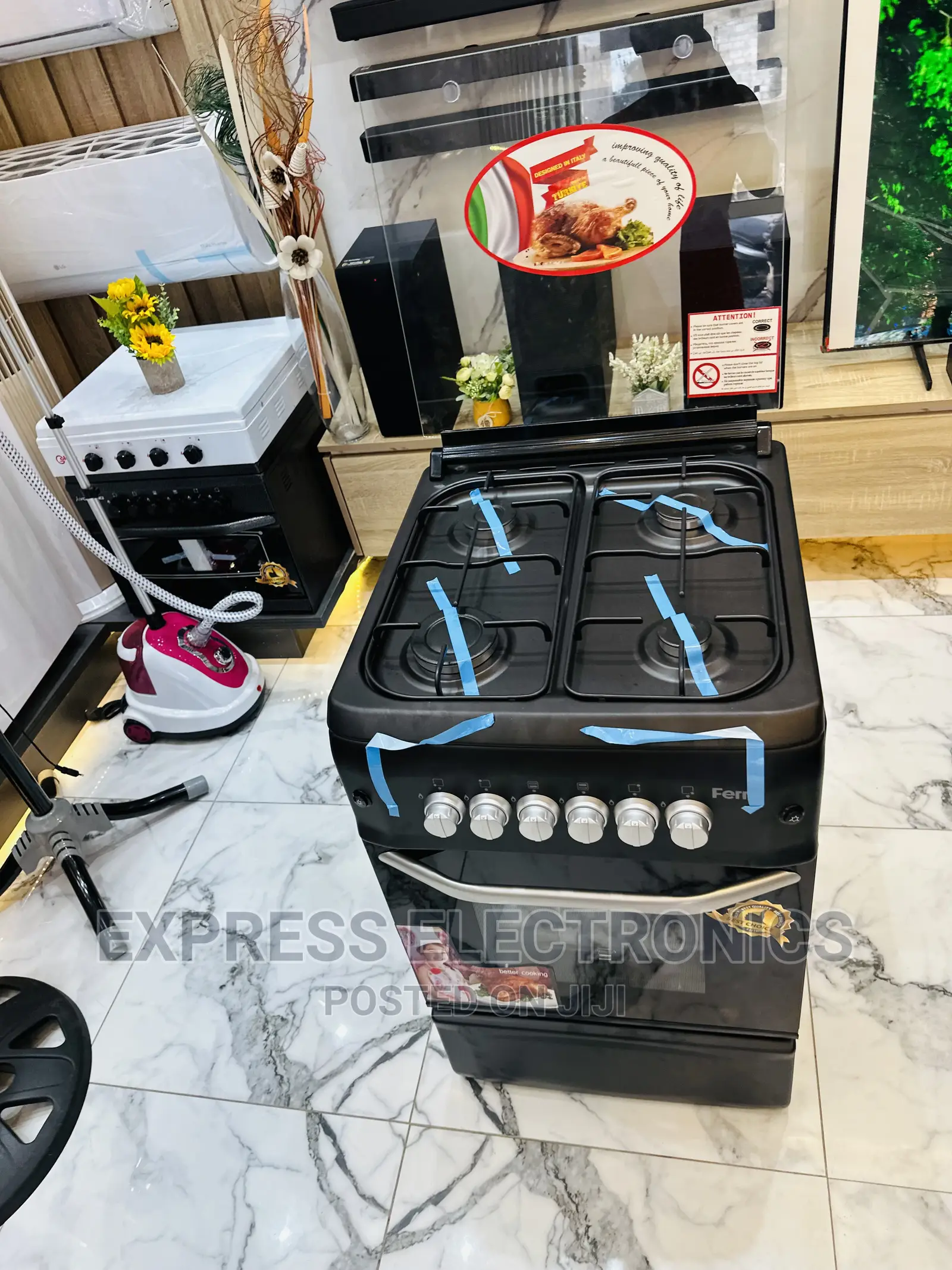 Brand New Black 50/55 Gas Cooker Oven Grill 4burner