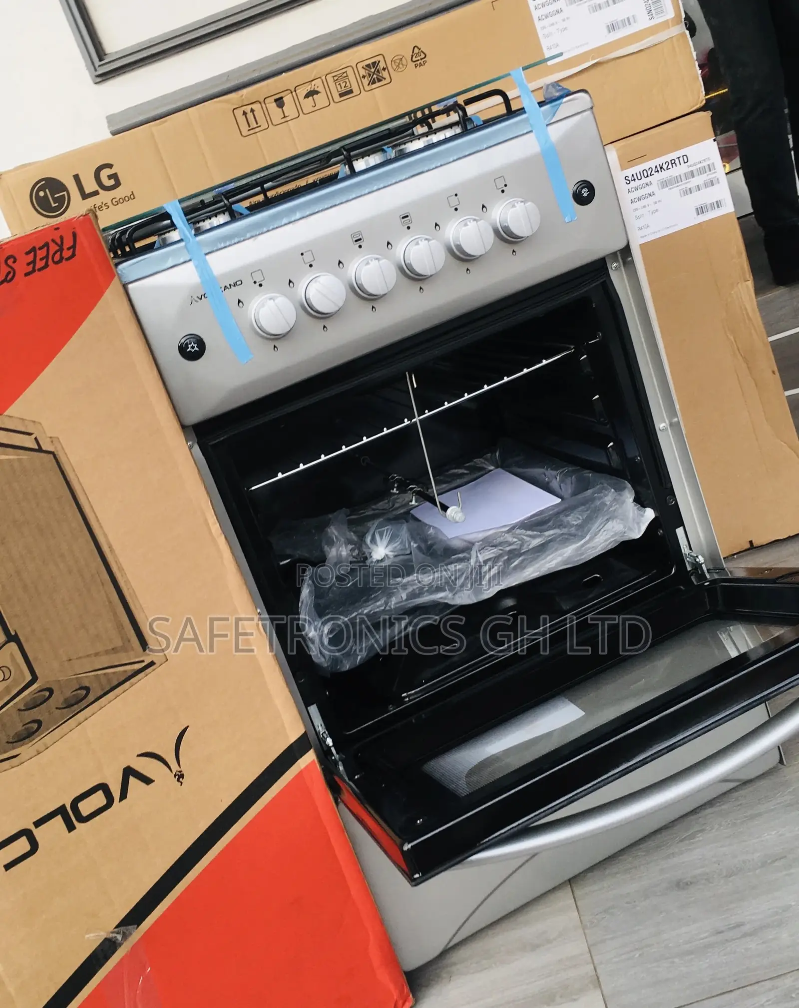 Rotisserie 4 Gas Sliver Volcano Oven With Grill Inox Gray