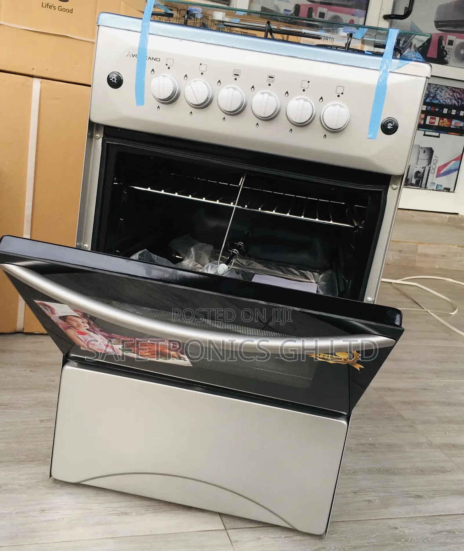 Sliver Gas Burner 4 Rotisserie Oven Grill Volcano Inox Gray