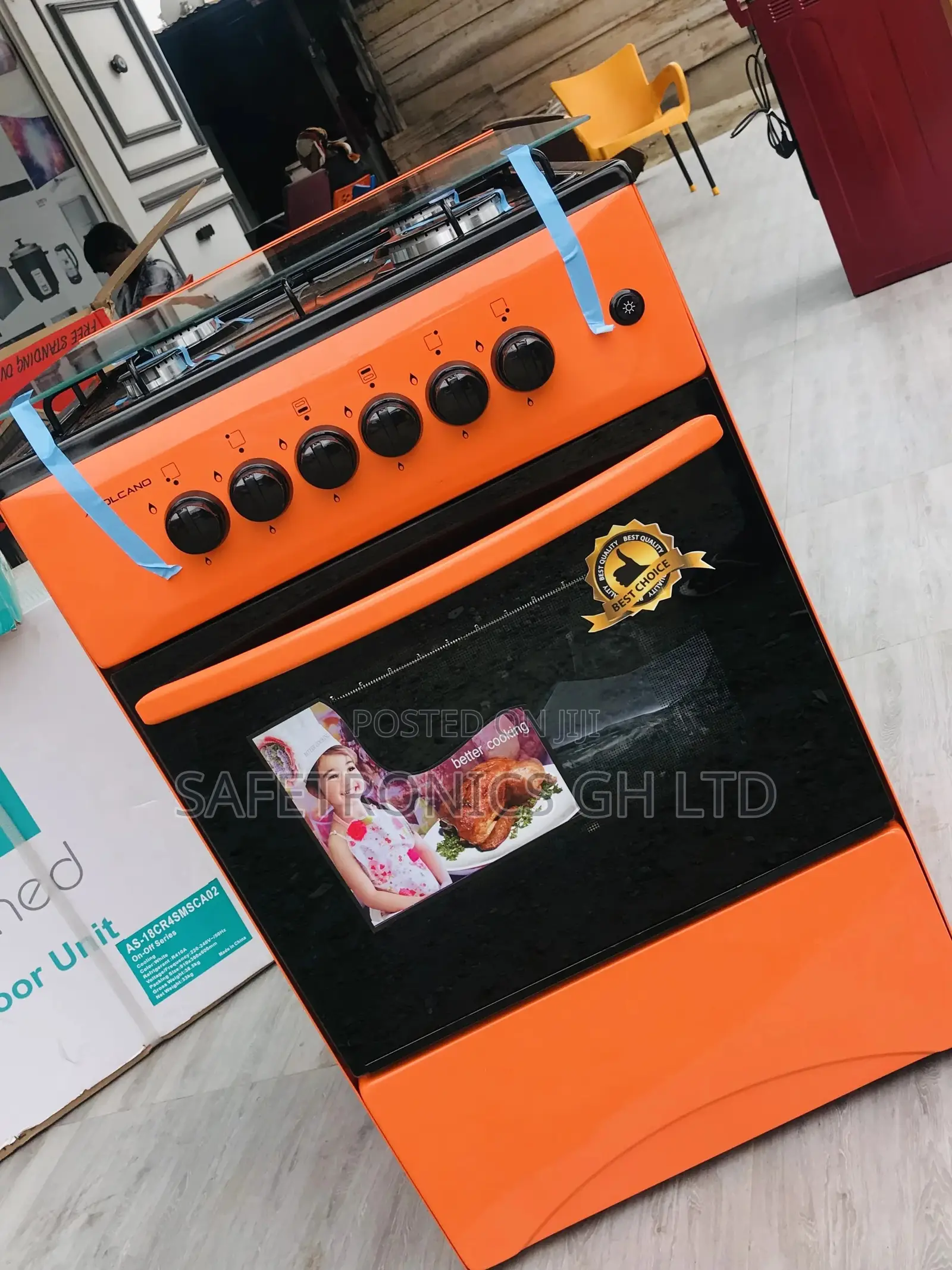 Gas 4 Cooker Oven With Grill 50x50 Volcano Orange