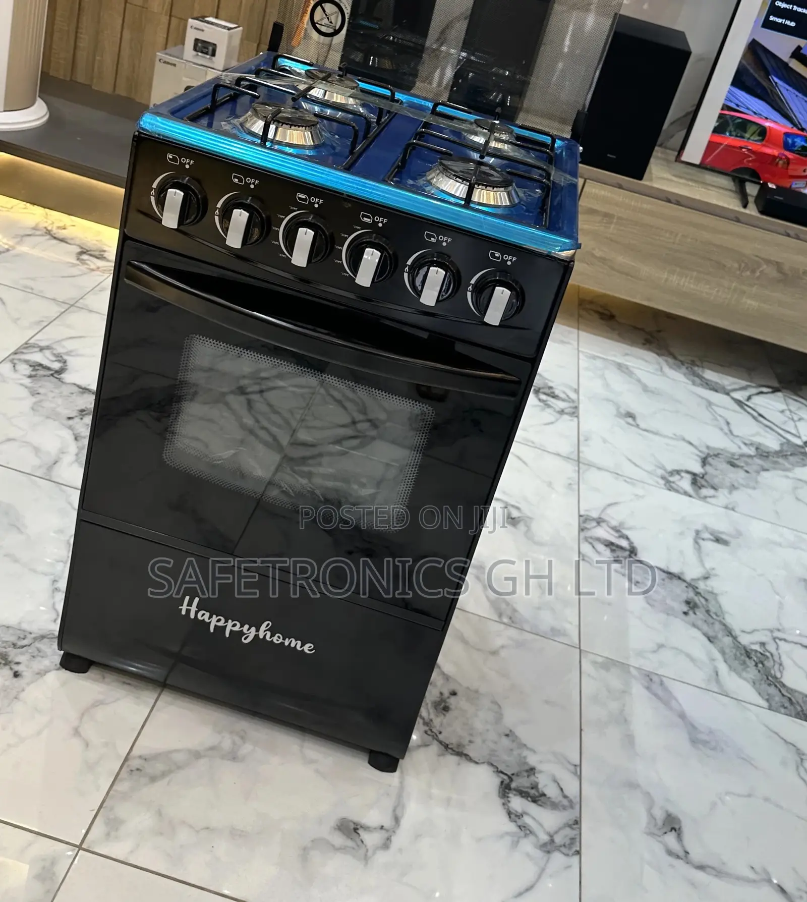 Black Happy Home 4 Gas Oven With Grill 50x50