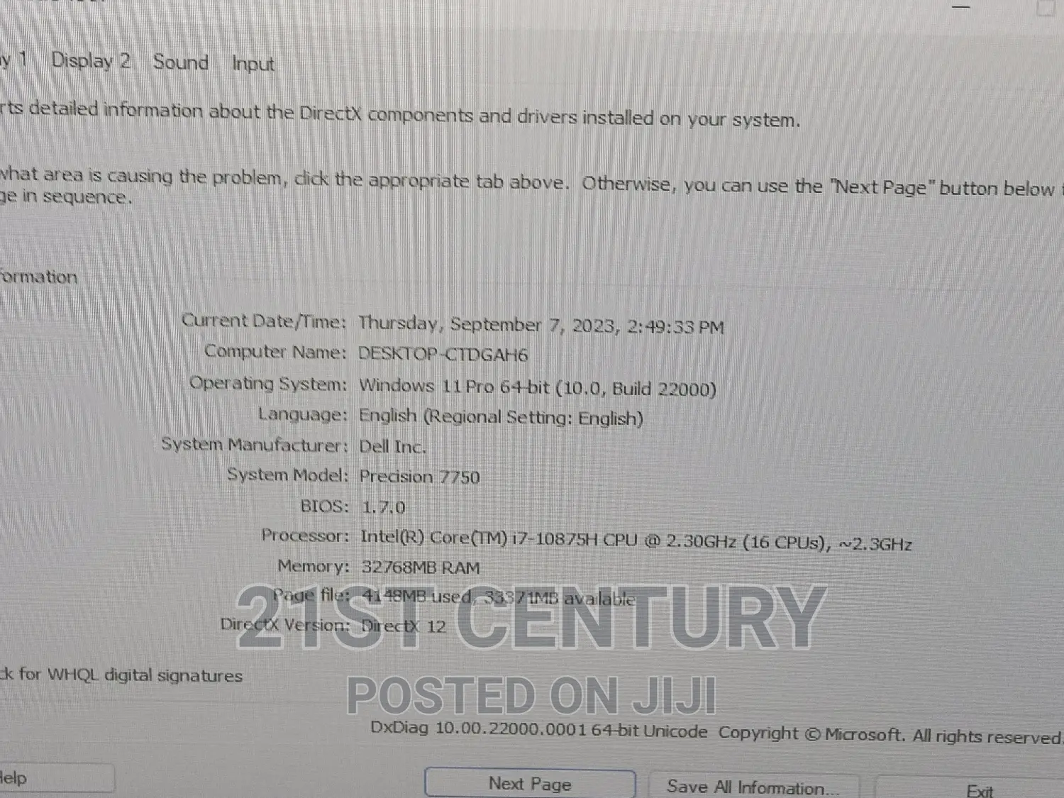 Laptop Dell Precision 7750 32GB Intel Core i7 SSD 512GB