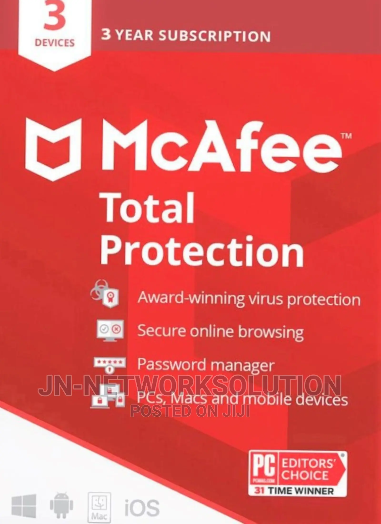 McAfee Total Protection 3 Devices 3 Year Windows/Mac/Android