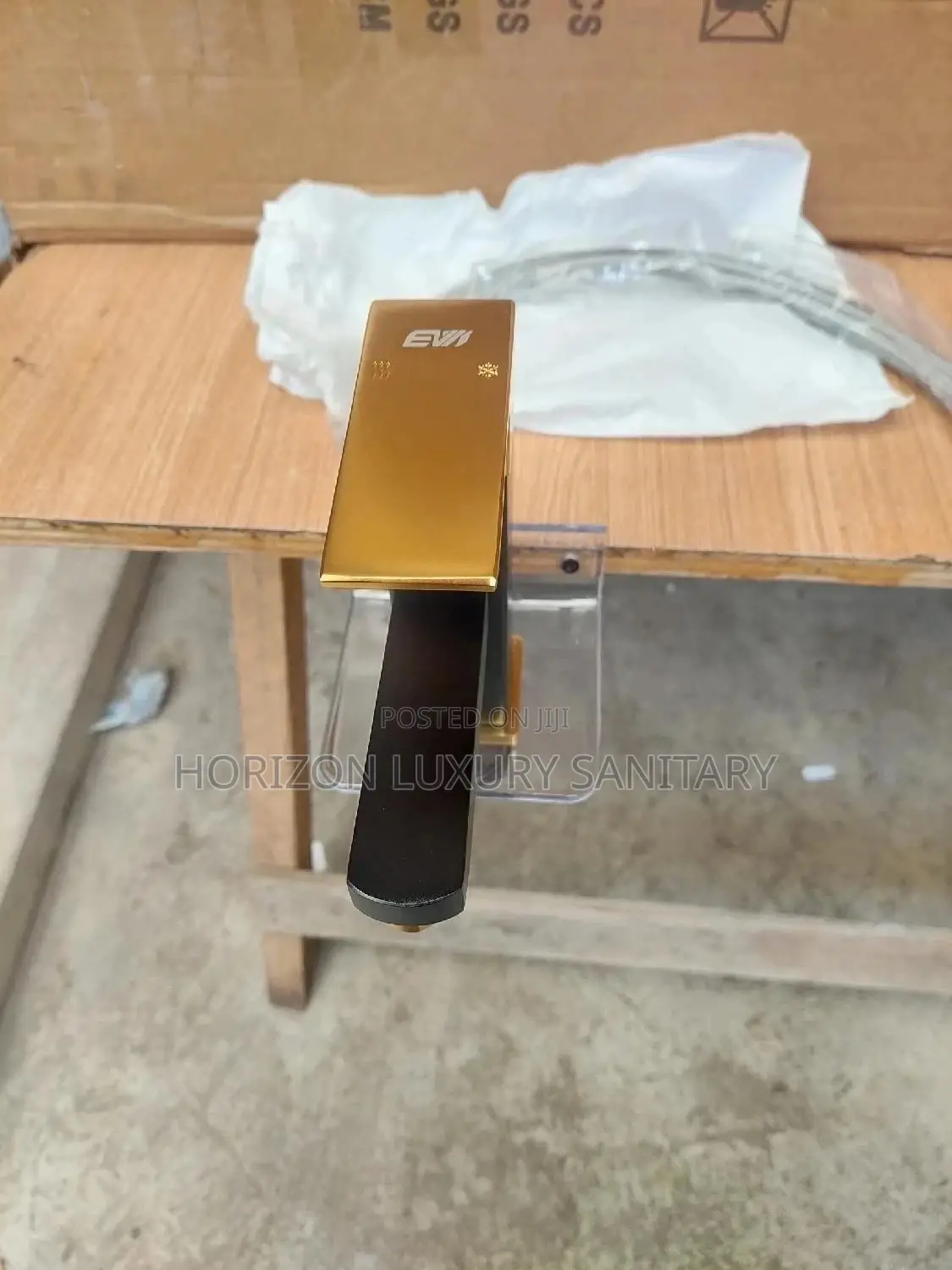 Black and Gold Square Basin Tap Hot and Cold Faucet Mixer