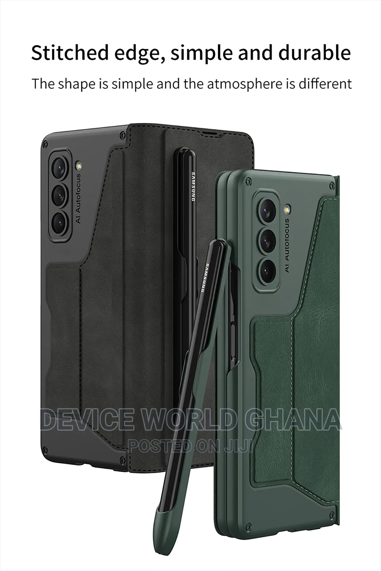Samsung Z Fold 6 5 4 Leather Flip Case With Pen Slot