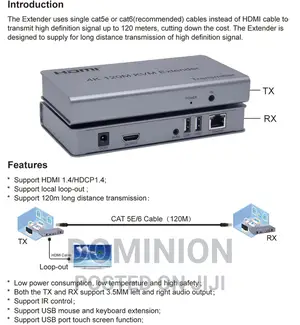 120M HDMI KVM Extender by RJ45 Ethernet Cat5e Cat6 Cable