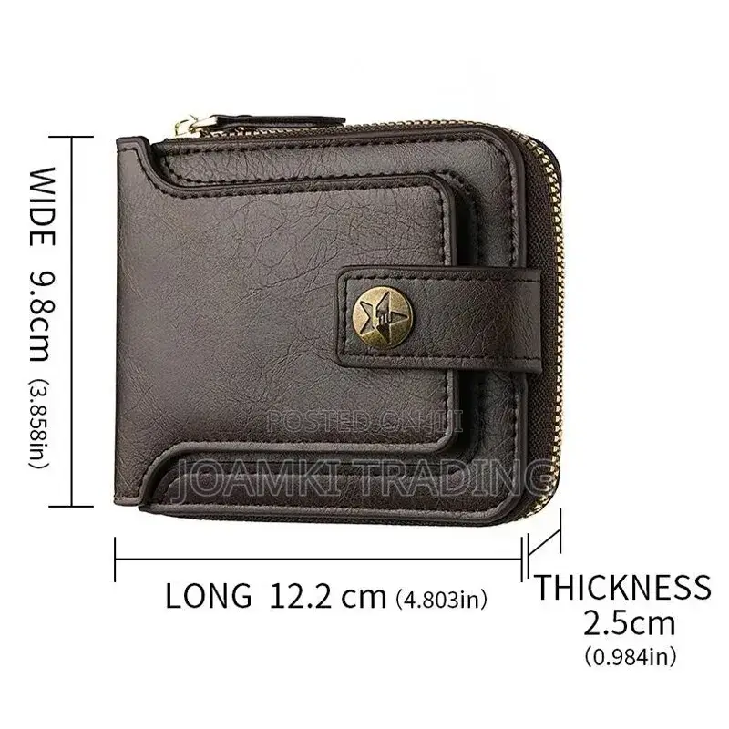 Vintage Luxury Mens Leather Wallet With Zipper Plus Hook