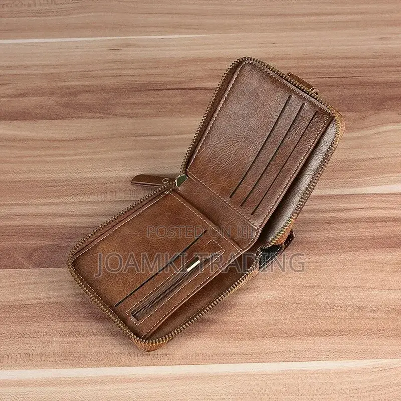 Vintage Luxury Mens Leather Wallet With Zipper Plus Hook