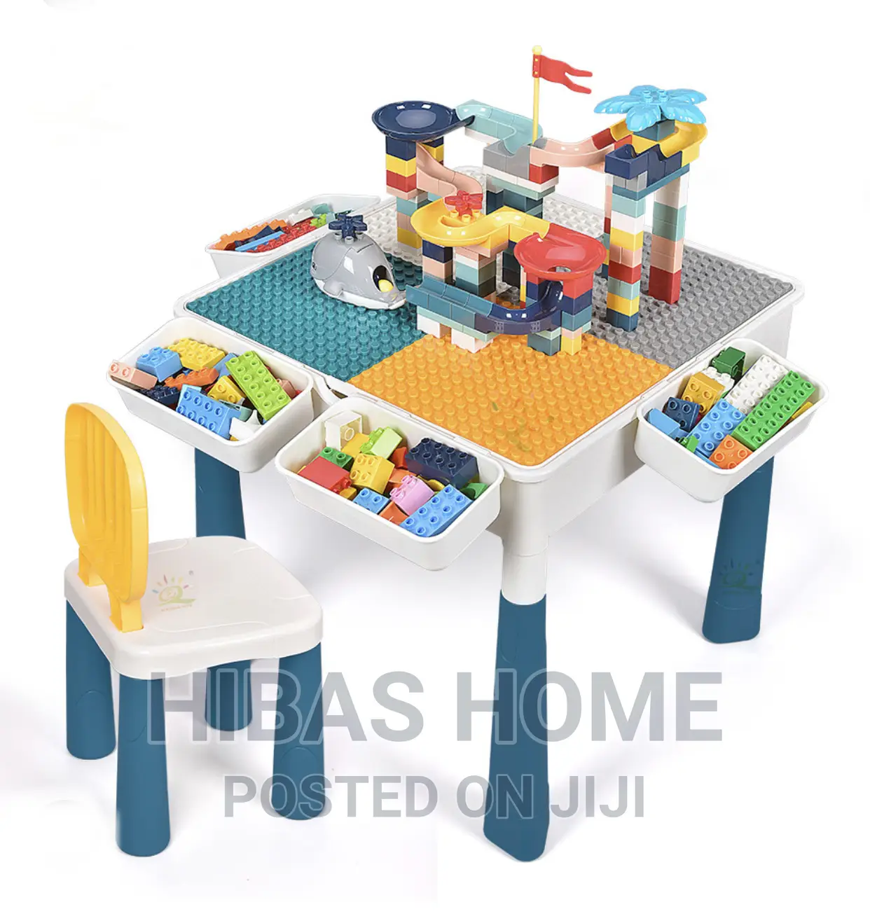 Kids Activity Table With Building Blocks Chair
