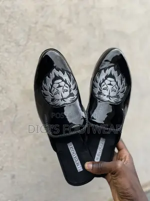 Black Embroidered (Mirror) Half Shoe