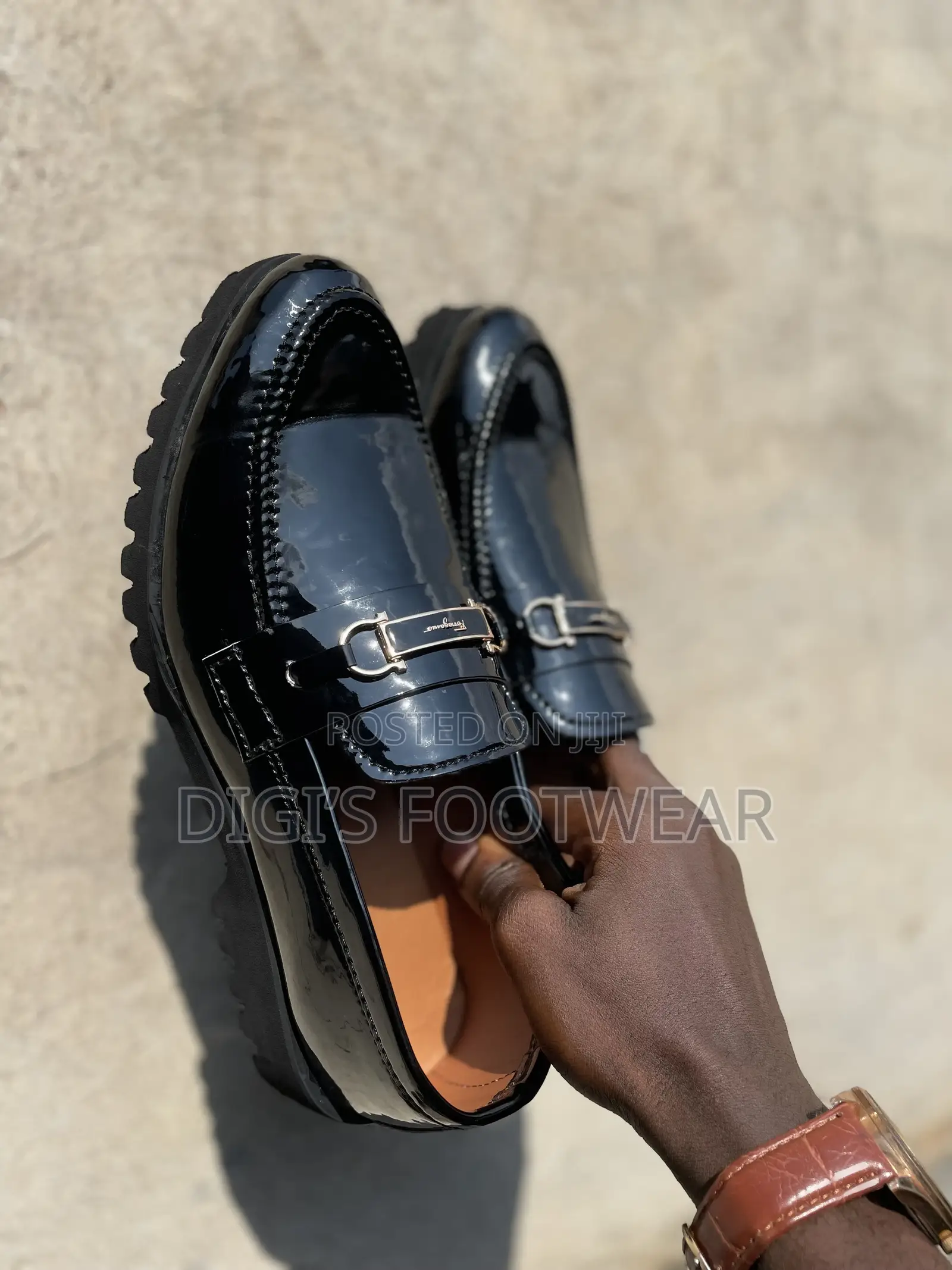Black Plain Mirror High Platform Shoe