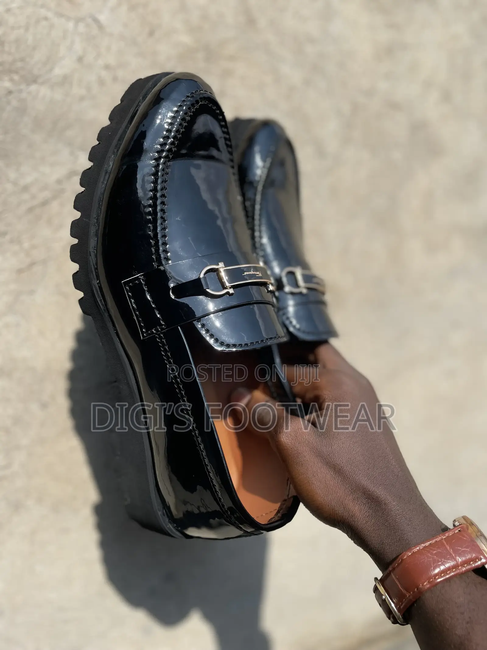 Black Plain Mirror High Platform Shoe