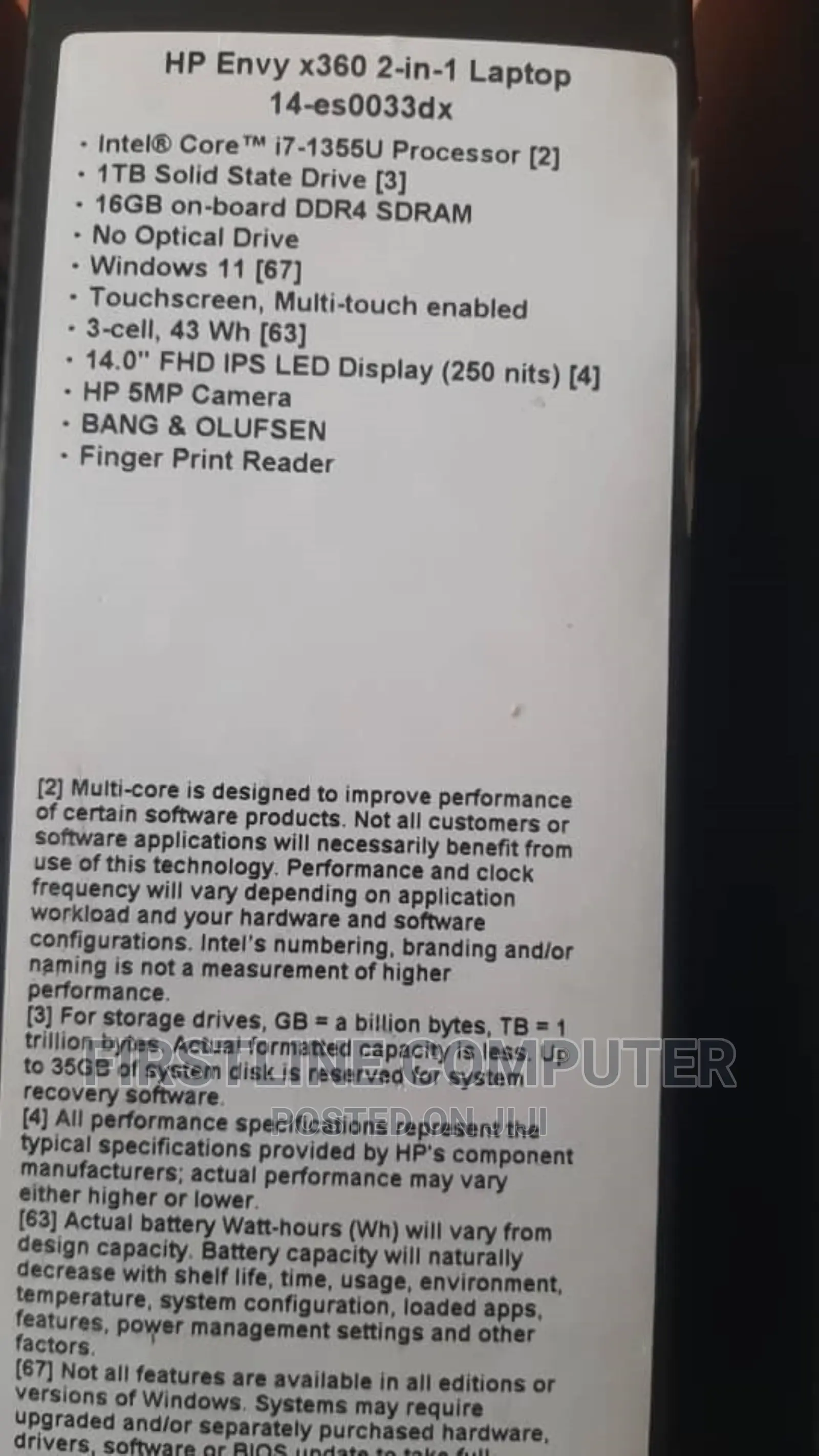 New Laptop HP Envy 15 16GB Intel Core I7 SSD 1T