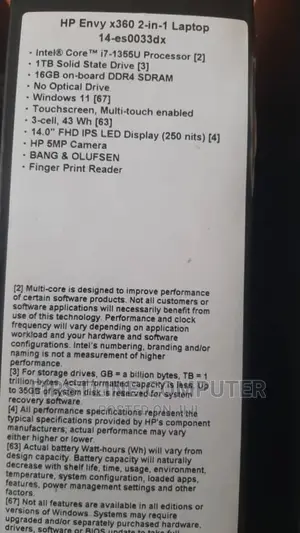 New Laptop HP Envy 15 16GB Intel Core I7 SSD 1T