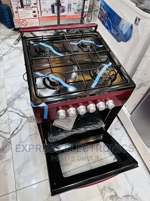 Red Color Gas Cooker Oven 50/50 With Knobs 4burner Grill