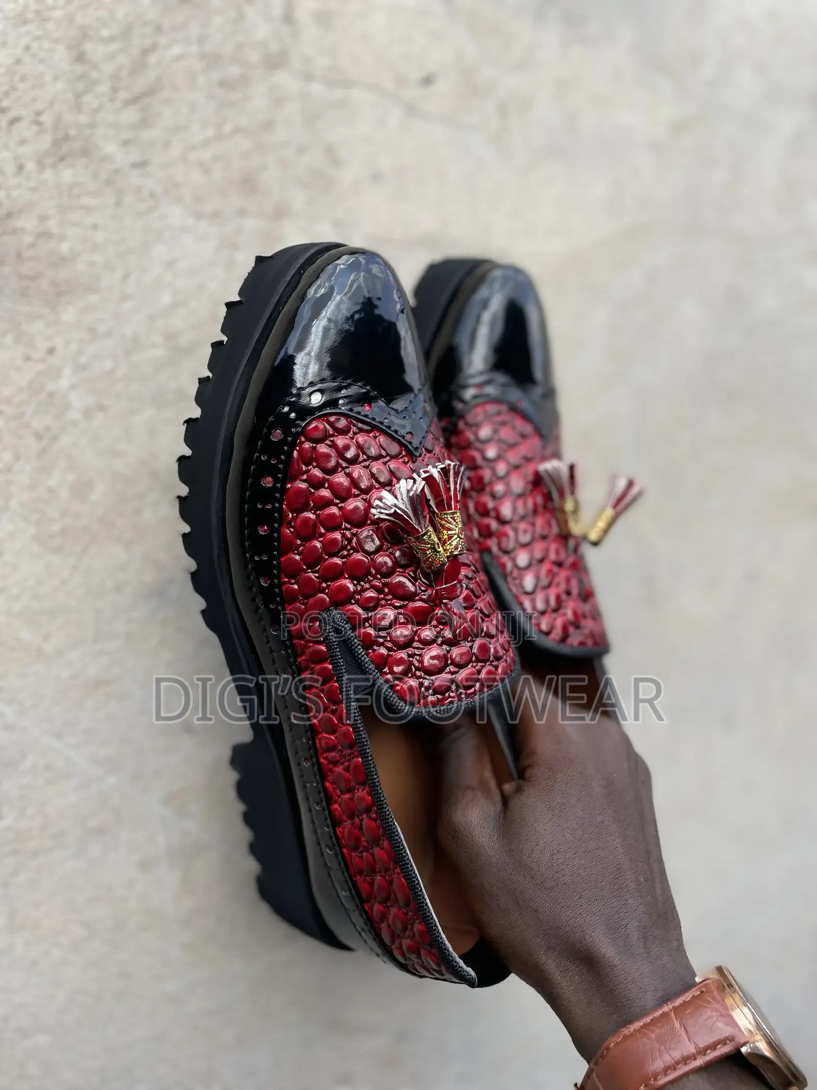 Red and Black Leather Shoe