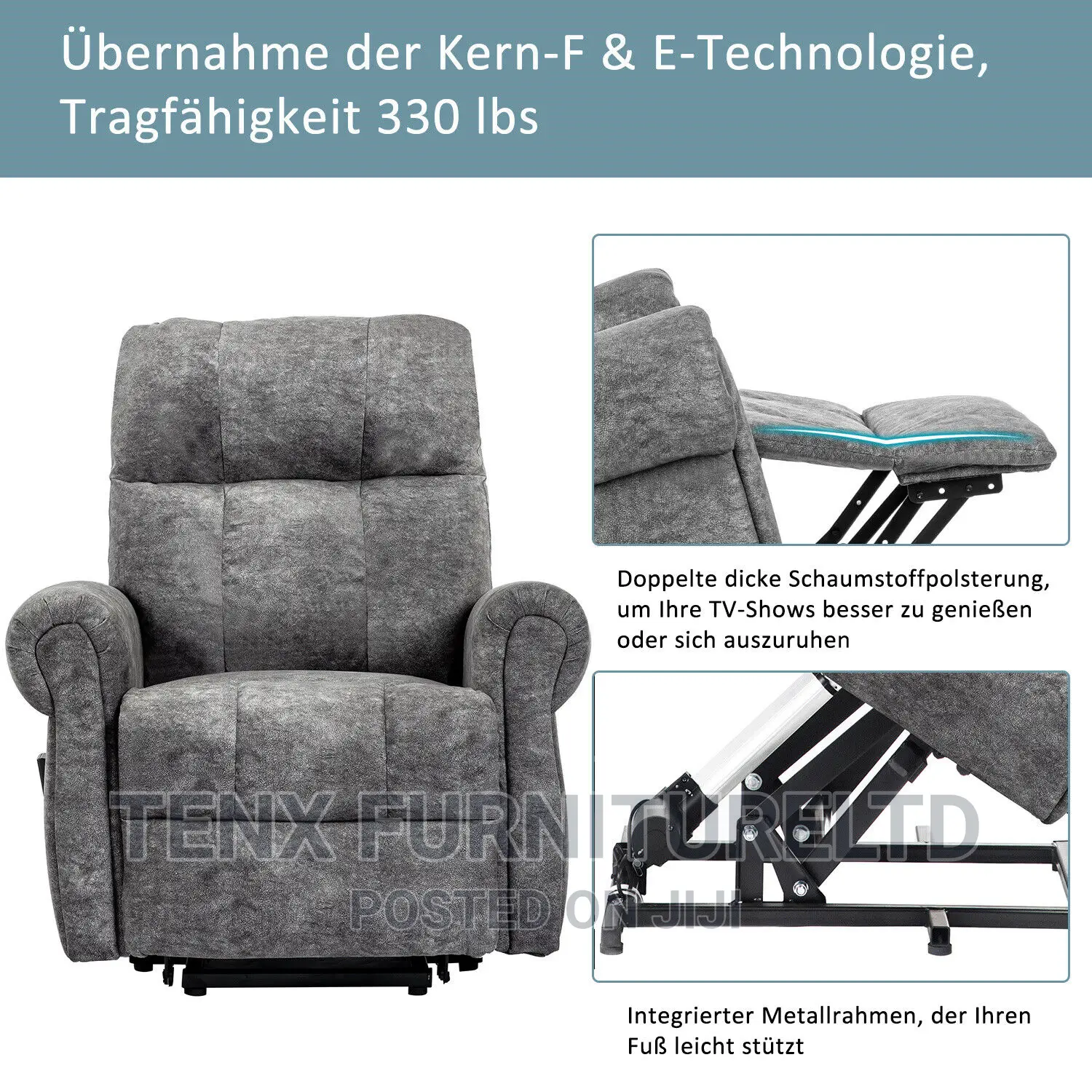 Fabric Electric Riser Recliner Chair Single Sofa Power Lift