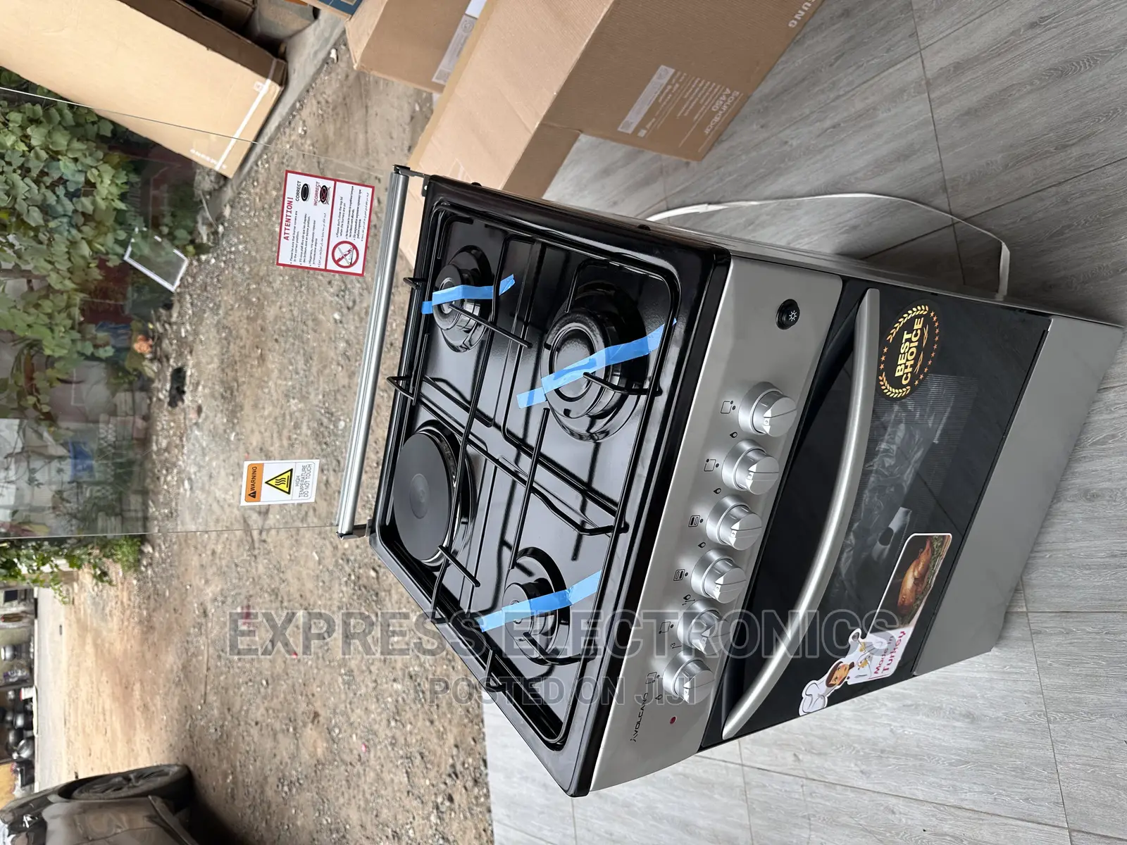 Sliver 1gas 3electric Stove Stainless Cooker Oven