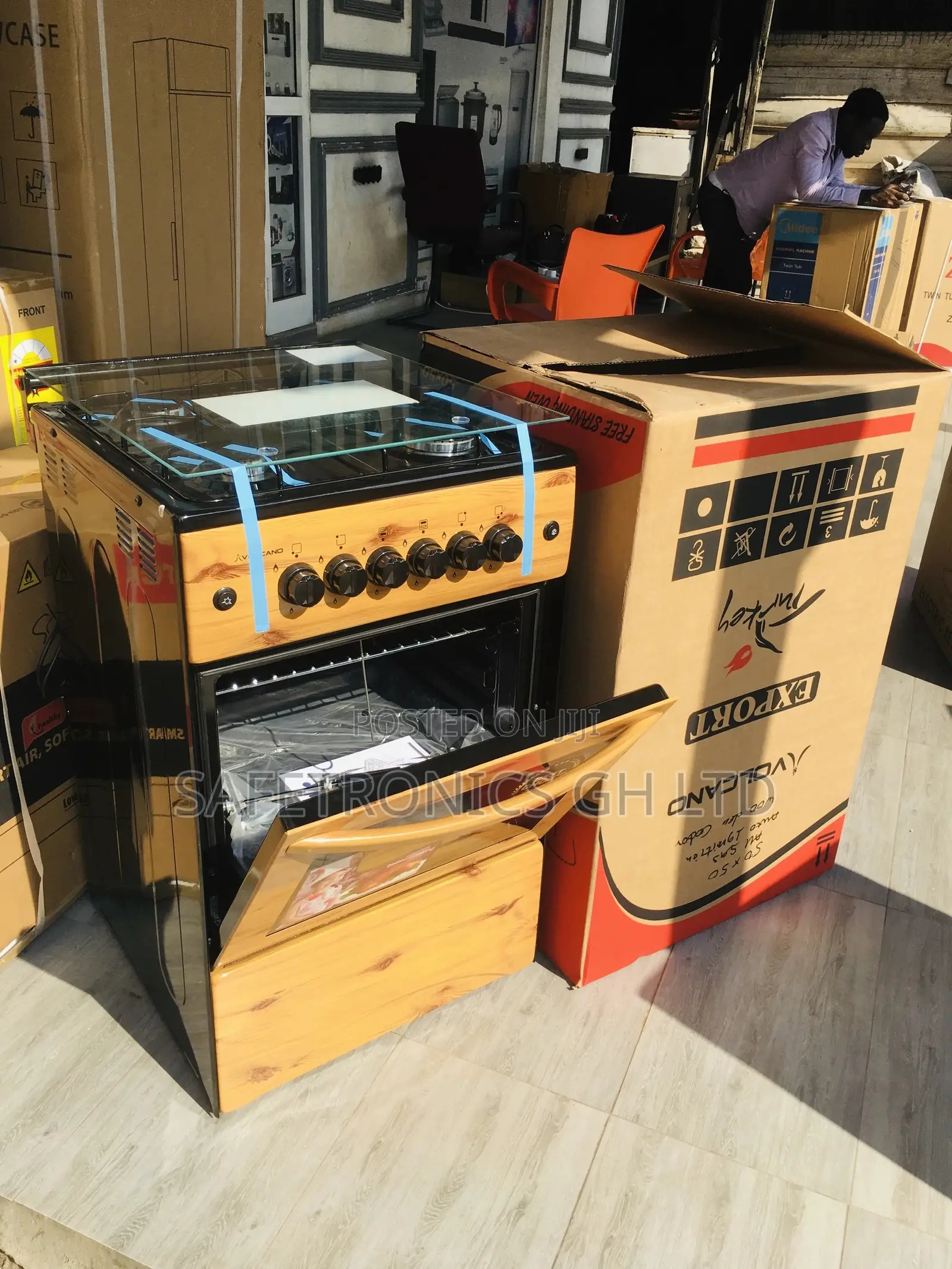 Call for 4 Burner Gas Oven With Grill  Light Wooden