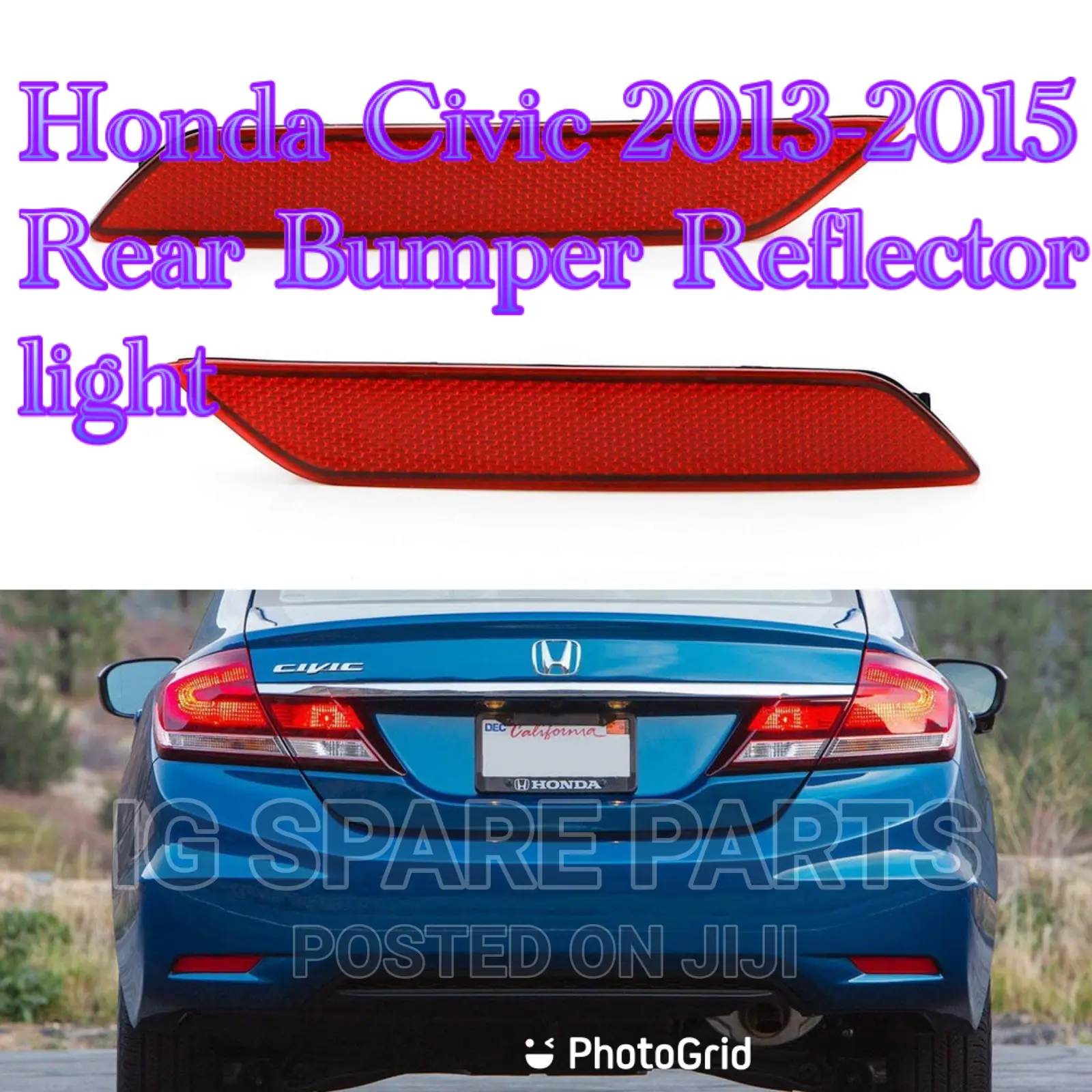 Honda Civic 2013-2015 Rear Bumper Reflector Light Pair
