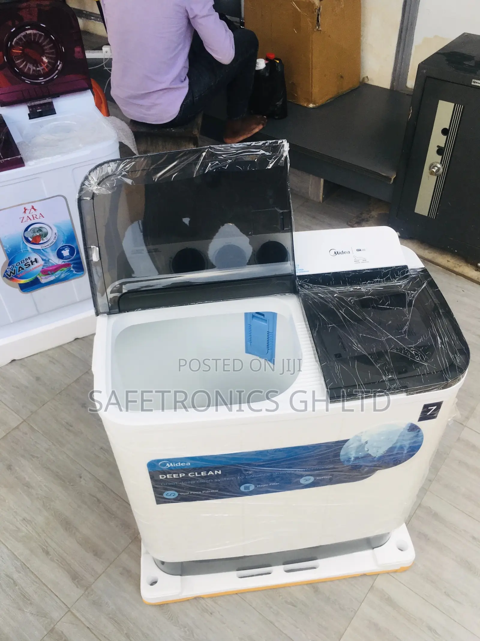 7kg Washingmachine Topload Semiautomatic Midea Black/White