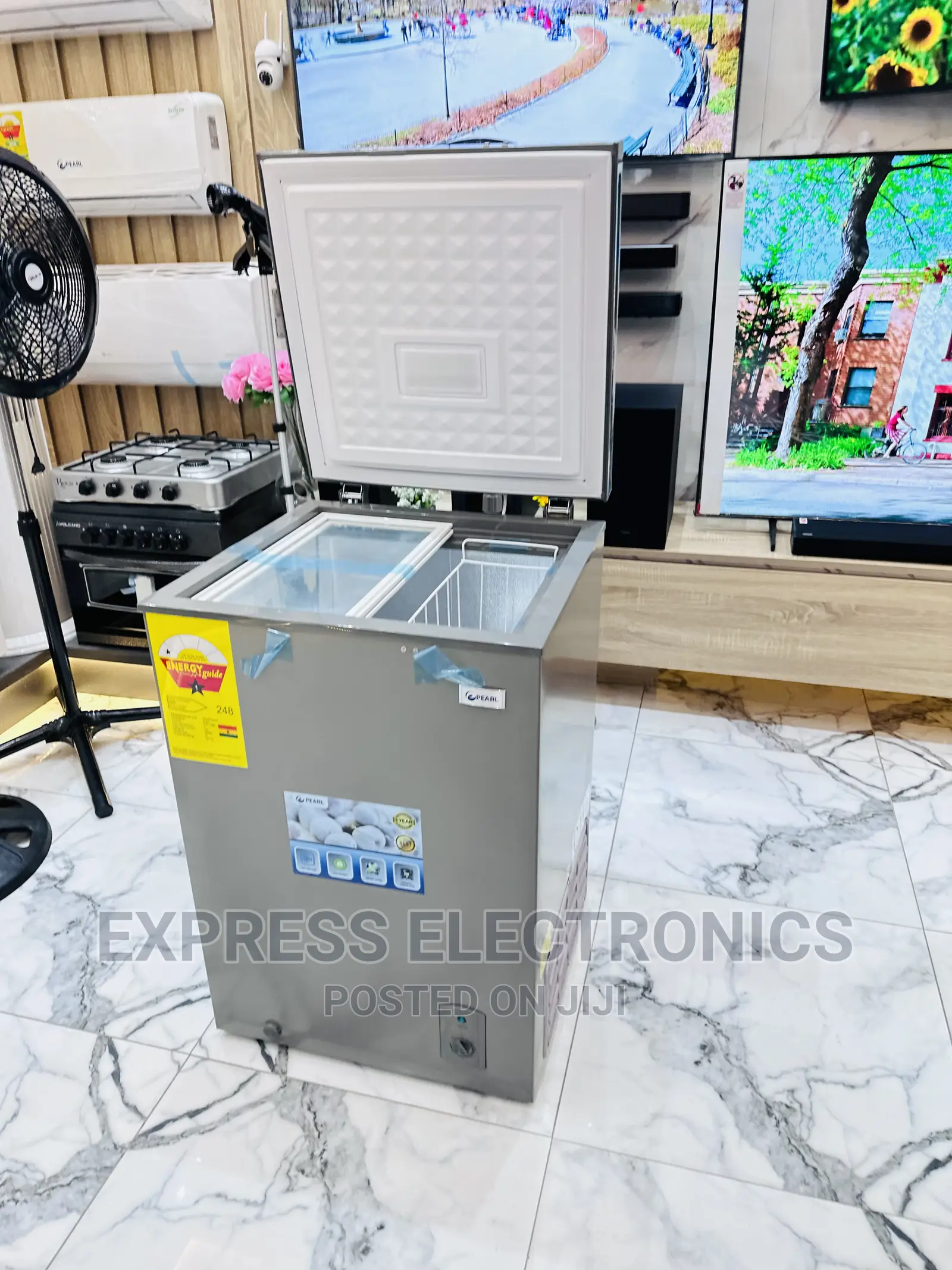 Sliding Tempered Glass Lids Chest Freezer Pearl 100l