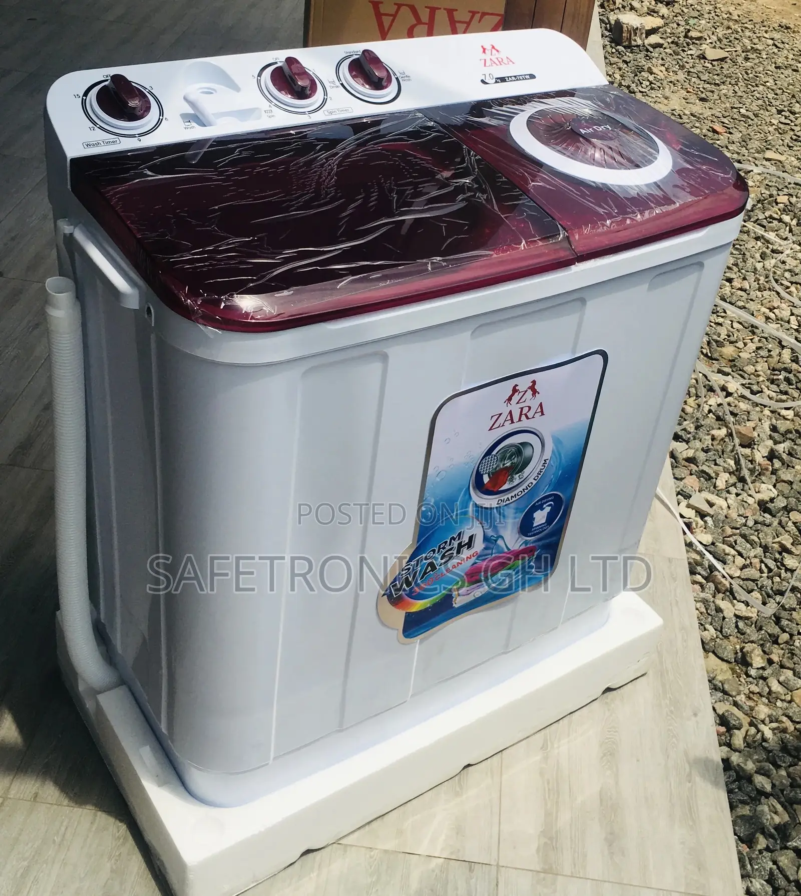 Zara Washingmachine White/Red 7kg Semiautomatic Topload 