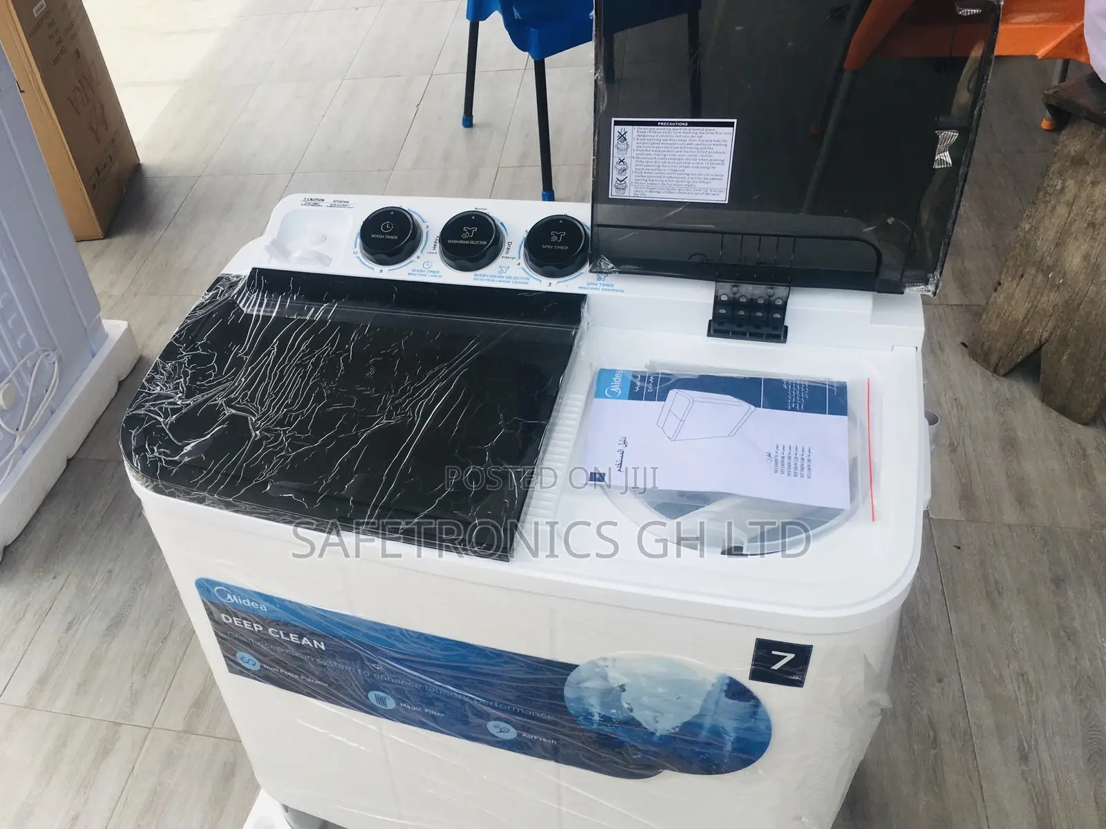 Topload Washingmachine 7kg Midea Semiautomatic White/Black