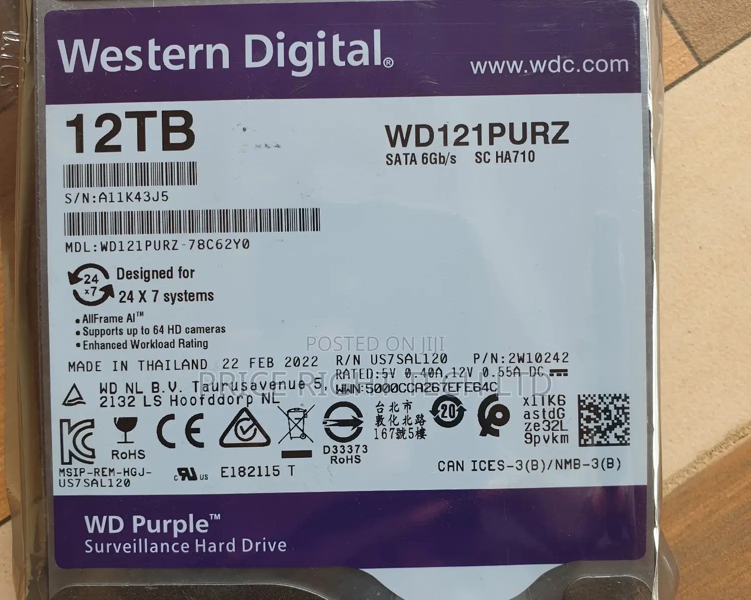 Brand New Sealed 12tb Surveillance Hard Drive