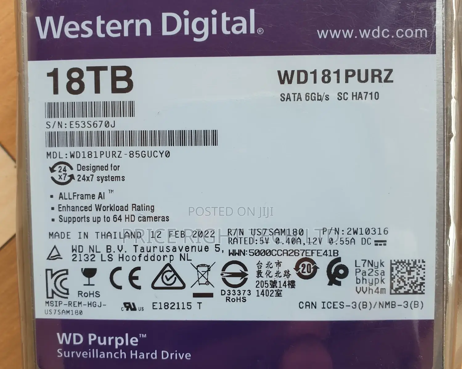 Brand New Sealed 18tb Surveillance Hard Drive