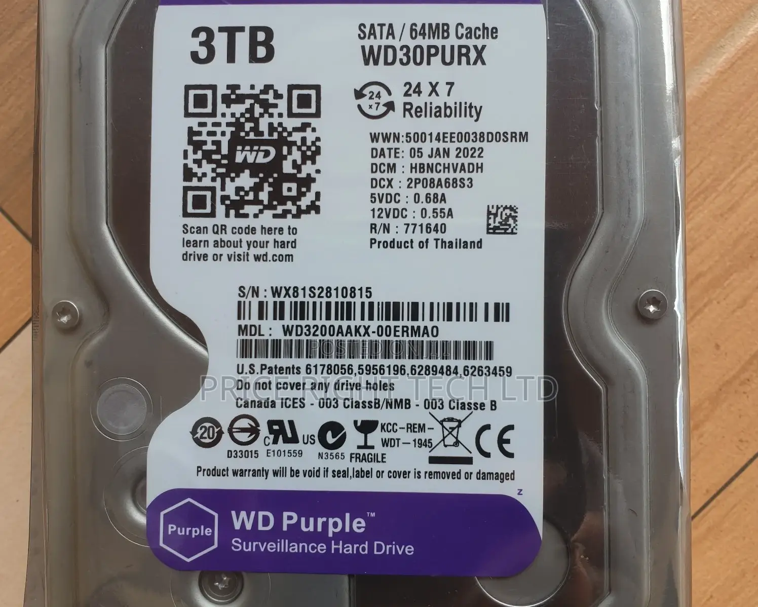 Brand New Sealed 3tb Wd Surveillance Hard Drive
