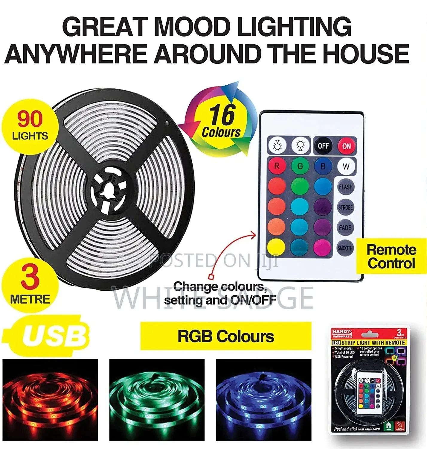 TV USB Strip Rope Light With Remote Controller