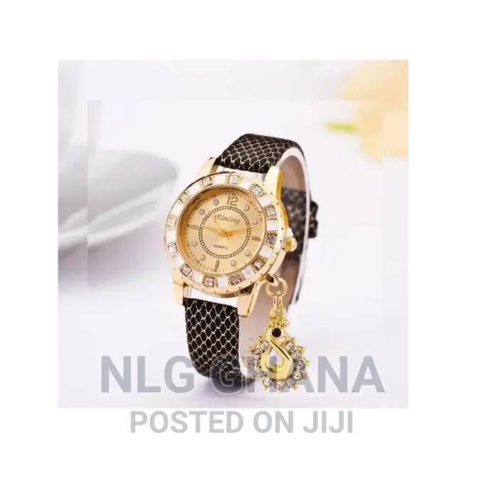 Diamond Pendant PU Leather Bracelet Watch