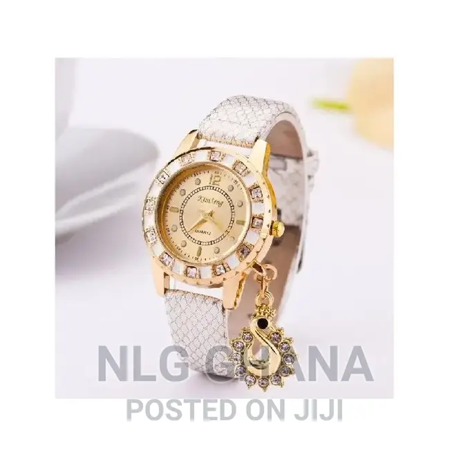Diamond Pendant PU Leather Bracelet Watch