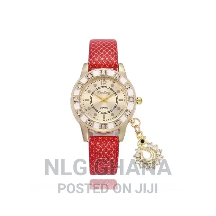 Diamond Pendant PU Leather Bracelet Watch