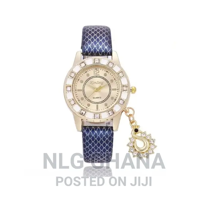 Diamond Pendant PU Leather Bracelet Watch