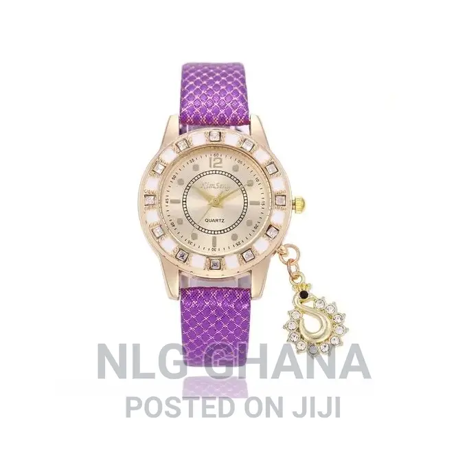 Diamond Pendant PU Leather Bracelet Watch