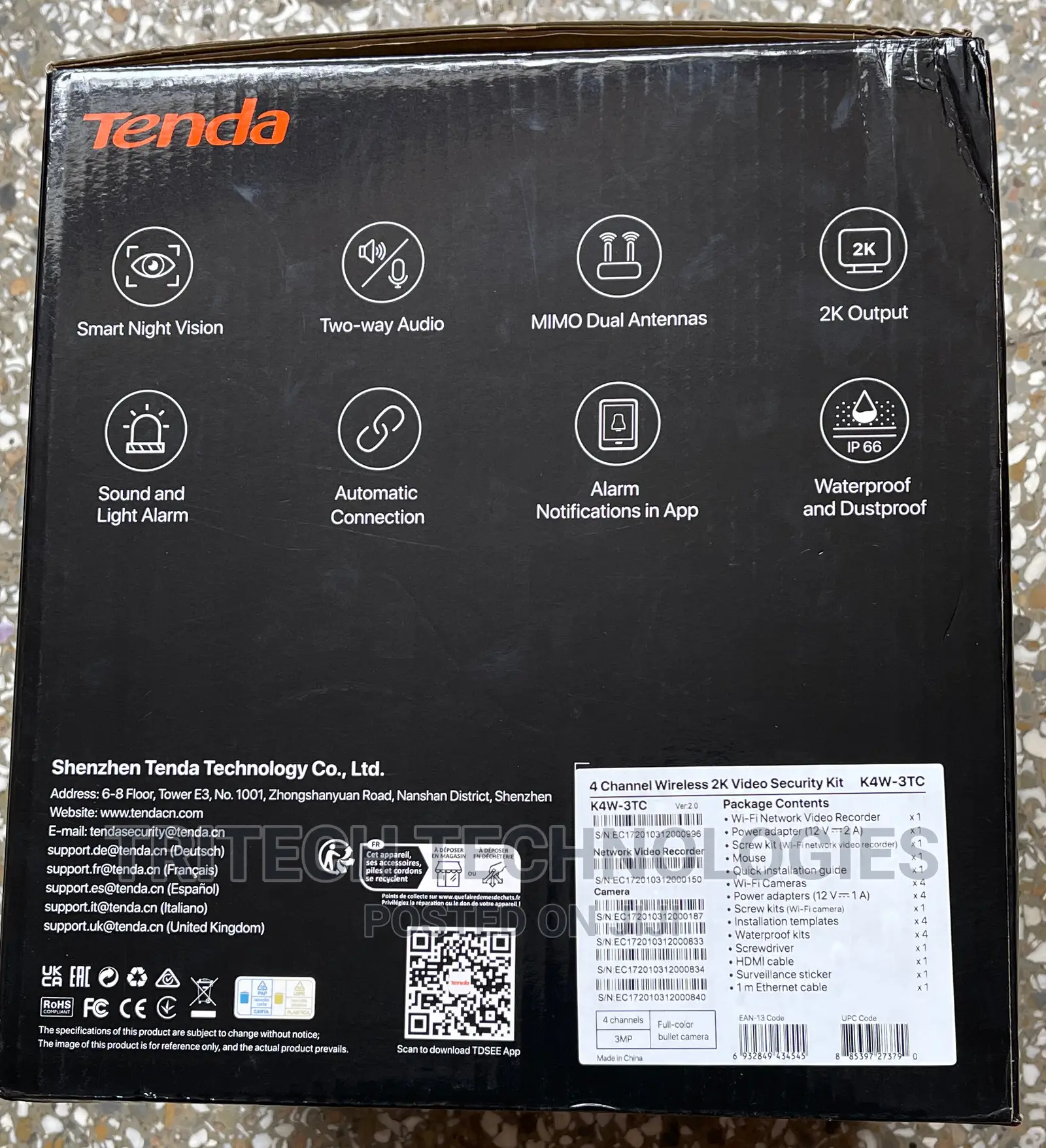 Tenda 4CH Wireless Video Security Kit With 1TB HDD (K4w-3tc)