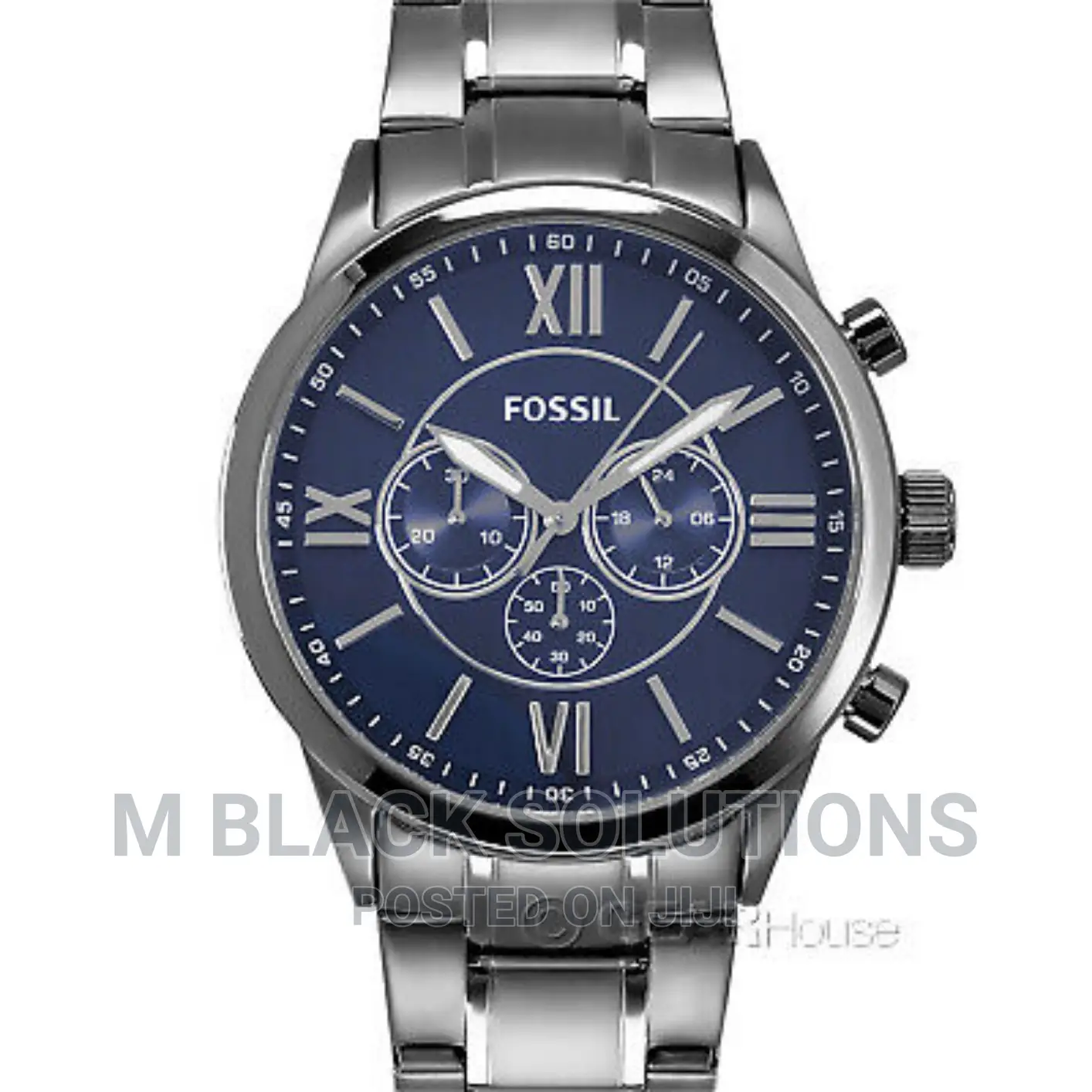 Fossil Men's Bq1126ie Flynn 48mm Blue Dial Stainless Steel