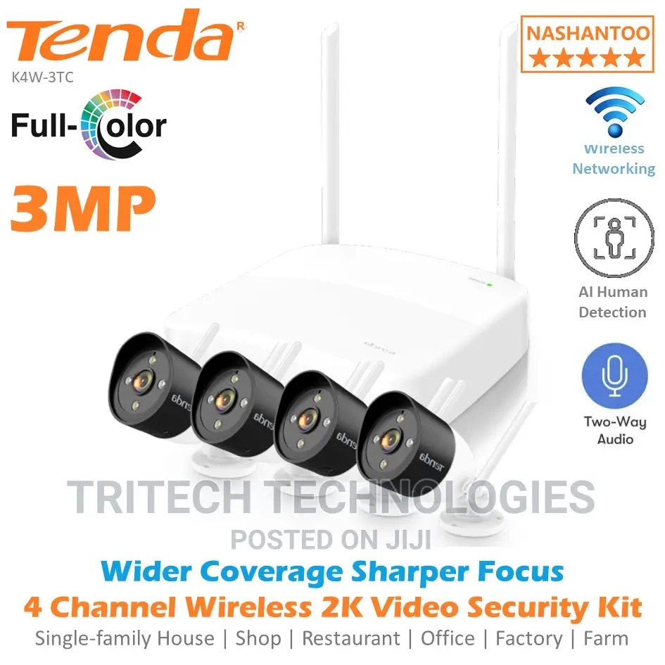 Tenda 4CH Wireless Video Security Kit With 1TB HDD (K4w-3tc)