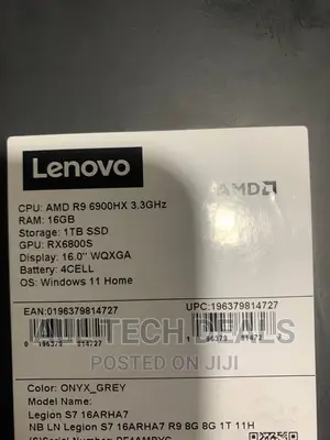 New Laptop Lenovo Legion 7 16GB AMD Ryzen 9 SSD 1T