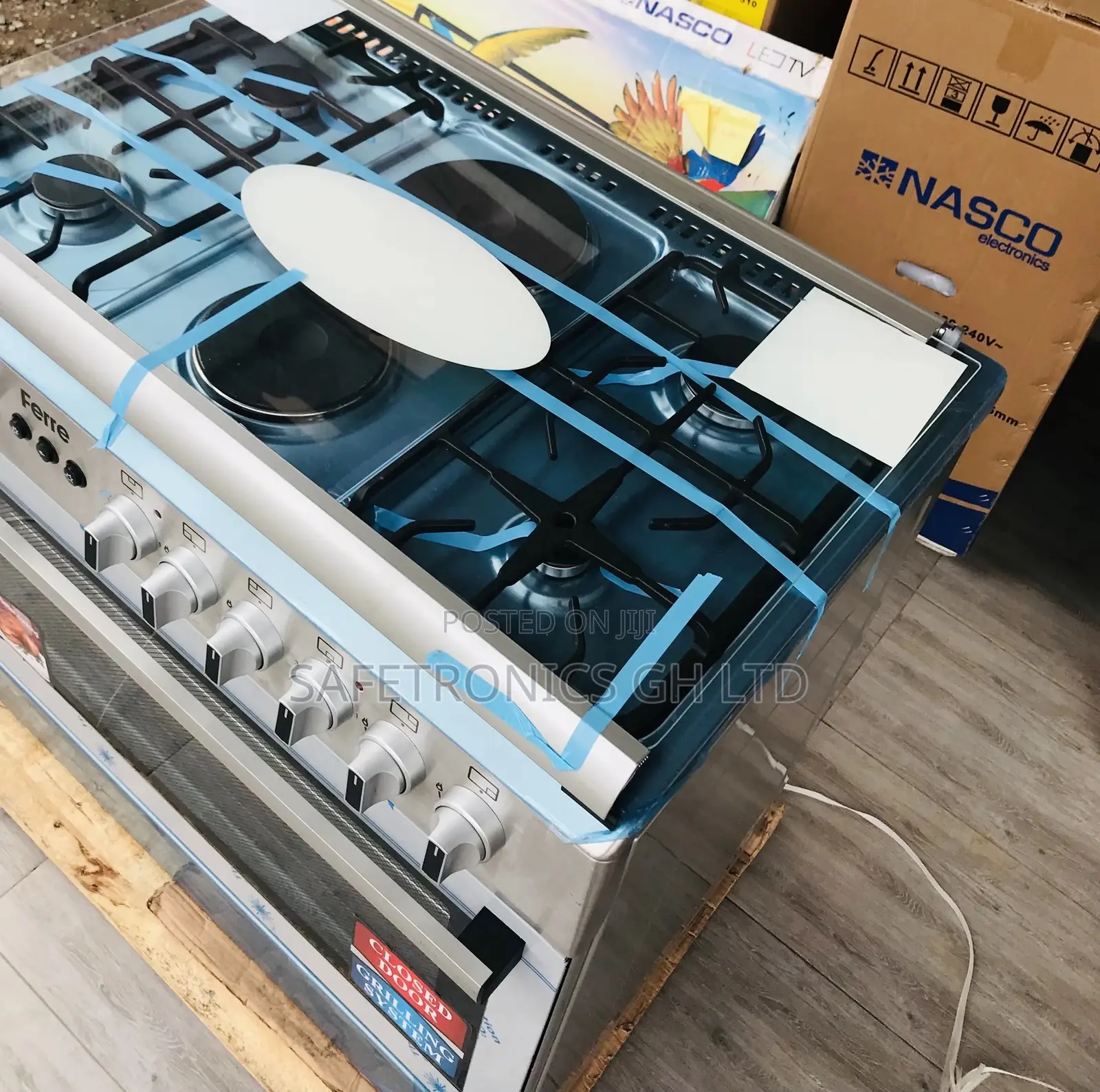Sliver Ferre Oven With Grill 60x90 2 Electric 4 Gas Burner