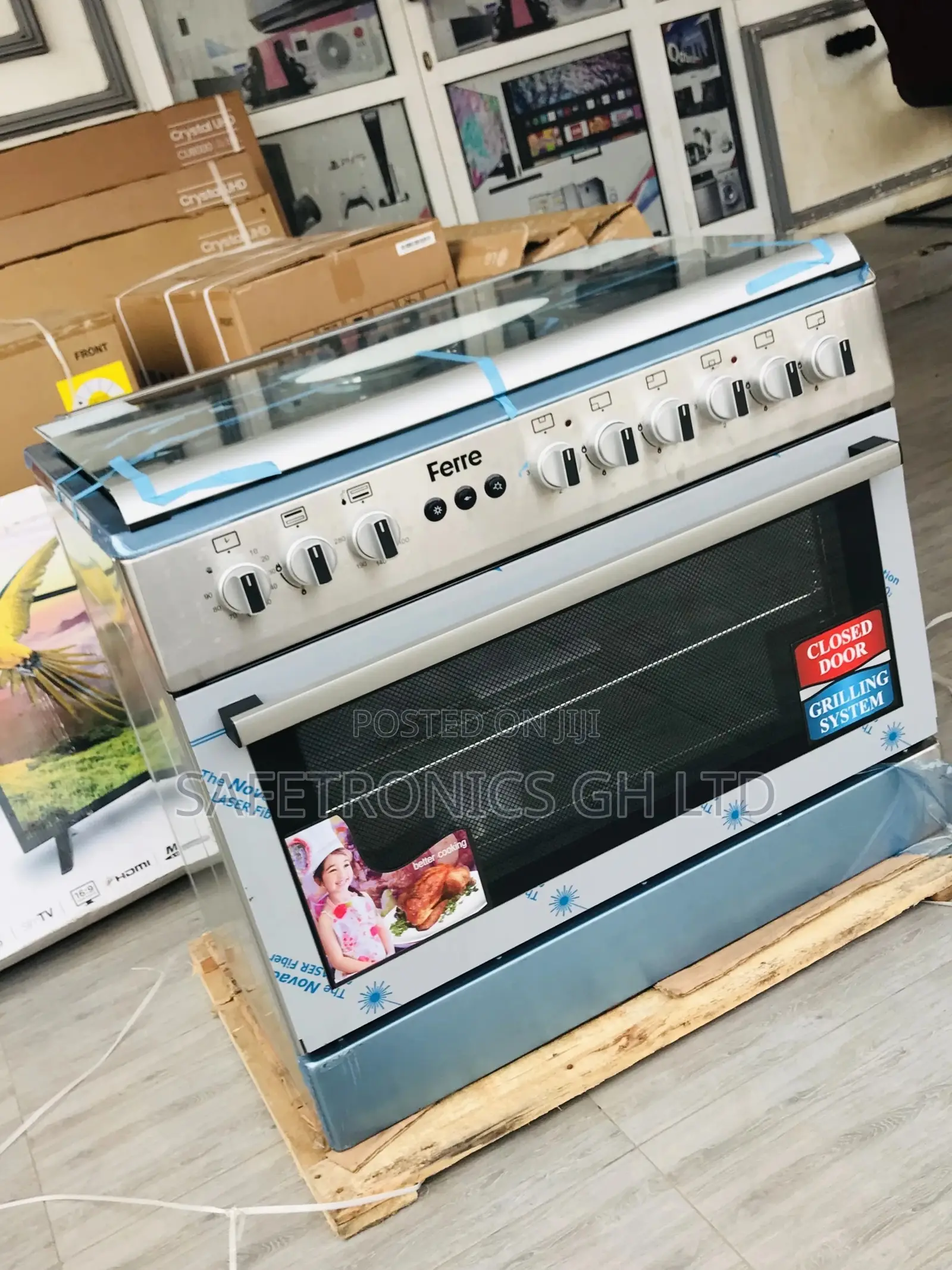 4 Gas Cooker 60x90 Oven With Grill Sliver Ferre 2 Electric